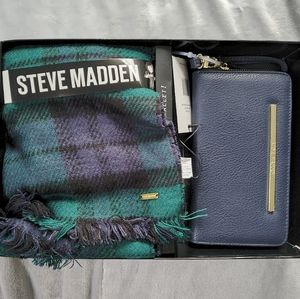 Steve Madden scarf and wallet set blue green OS